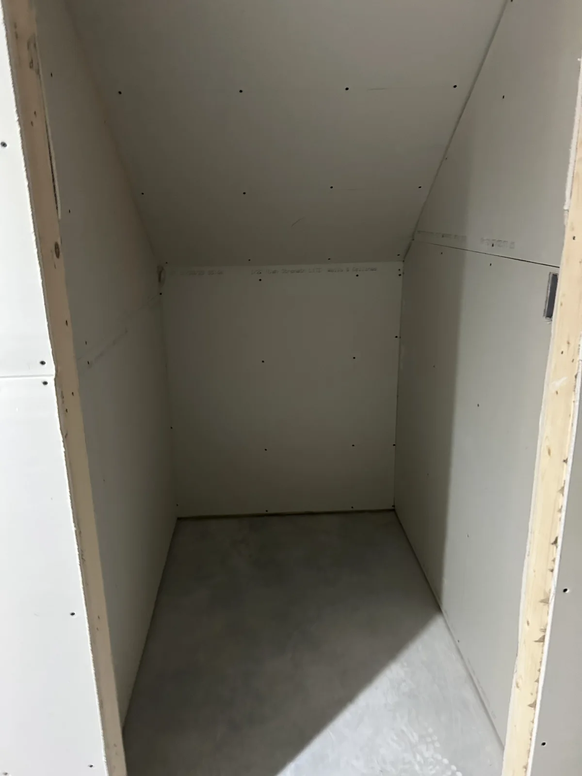 Closet hung with sheetrock